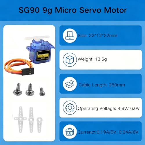 8PCS SG90 9G 180° Micro Servo Motor, 9g Plastic Gear Digital Servo - color: Sg90 9g 180°