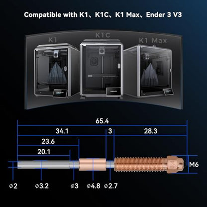 2 * 0.4+0.6+0.8mm K1Nozzle 4PCS K1c Nozzles Ender 3 V3 KE Quick Swap Hardened Steel Nozzles High-Speed Printing and High Flow Extruder Nozzles for k1c/ K1/K1 Max Ender 3 V3 3D Pritnter - size: K1CNozzles