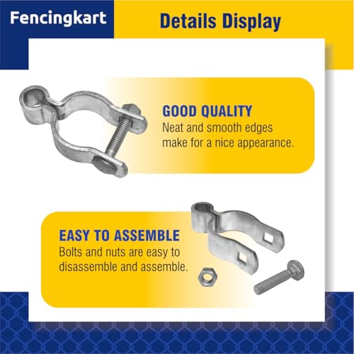 Chain Link Fence Gate Post Hinge Set, 1-5/8 inch OD Pipe, Female Hinge with Bolts and Nuts, 4-Pack (Silver, 1-5/8") - color: Silver, size: 1-5/8 Inch