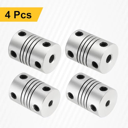 uxcell 4Pcs Flexible Couplings 3.17mm to 4mm Aluminum Alloy Joint Connector - size: 3.17mm to 4mm, style: D15 x L20mm