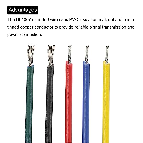MECCANIXITY 20AWG Wire 20 Gauge Electrical Wire, PVC 1007 Stranded Wire Hook Up Wire Tinned Copper Wire 50m(164ft) 5 Colors for DIY Wiring Applications - size: 20AWG,164ft