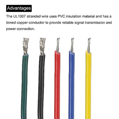 MECCANIXITY 20AWG Wire 20 Gauge Electrical Wire, PVC 1007 Stranded Wire Hook Up Wire Tinned Copper Wire 50m(164ft) 5 Colors for DIY Wiring Applications - size: 20AWG,164ft