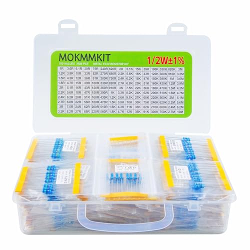 150 Values 1500 Pieces Resistor Kit 1 Ohm-10M Ohm 1/2W 1% - style: 1/2W ±1% 1 ohm-10M ohm