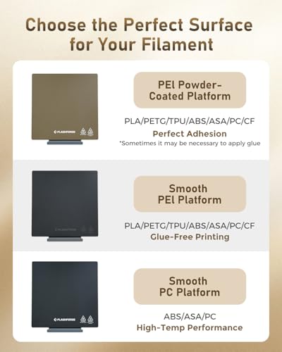 FLASHFORGE Adventurer 5M/5M Pro/AD5X PEI Build Plate,Magnetic Flexible Heated Bed Platform with Dual-Texture Coating - Powder-Coated&Painting Surface,Tool-Free Removal,for PLA/PETG/TPU/ABS/ASA/PC/CF - style: PEI Powder-Coated Build Plate