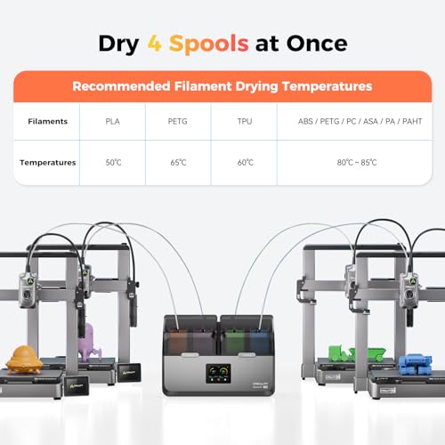 Official Creality Filament Dryer, Space Pi X4 Filament Storage Box, 85℃ Max Temperature, Dual Independent Heating Chambers, Power Saving for PLA PETG ABS TPU ASA PC PA PAHT, DB-05 - color: Space Pi X4