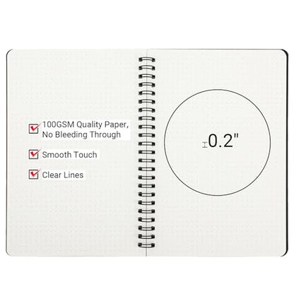 EUSOAR Spiral Notebook, A5 6Packs 5.5"x8.3" 120 Pages Dot Grid Spiral Journaling Notebooks, Dotted Journal Notebook for Women Men Sketching Math Drawing College Office Note Taking Writing-Black - size: A5, style: Dotted