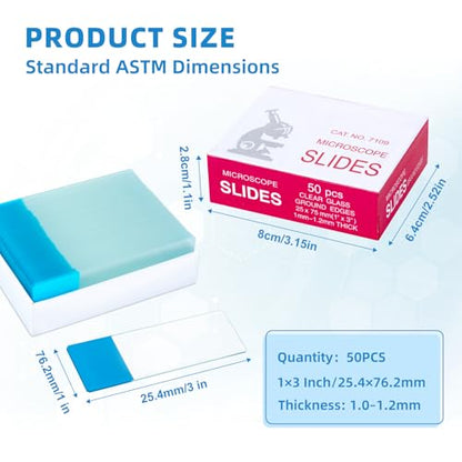 Microscope Slides, 1x3 Inch, Blue Coated, Glass Slides, 50PCS - color: Blue Coated, size: 50PCS