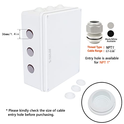 LeMotech ABS Plastic Dustproof Waterproof IP65 Junction Box Universal Electrical Project Enclosure White 11.8 x 9.8 x 4.7 inch (300 x 250 x 120 mm) - size: 11.8" x 9.8" x 4.7" (1pc)