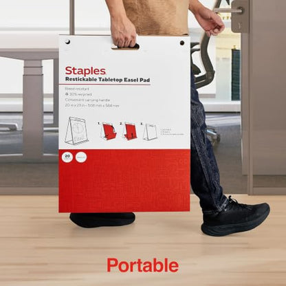 STAPLES Stickies Tabletop Easel Pad, 20" x 23", White, 20 Sheets/Pad, 4/Pack - size: 20'' x 23'', style: 4 Pack