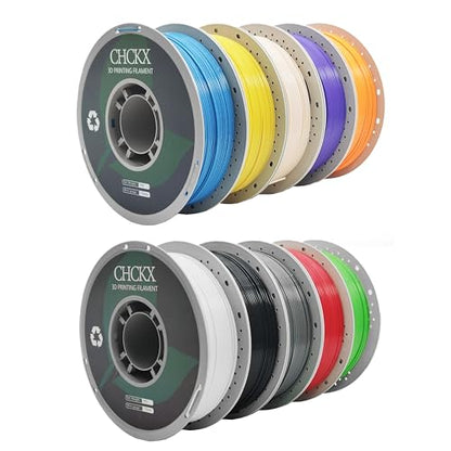 PETG 3D Printer Filament Bundle, 10Rolls,Dimensional Accuracy +/- 0.03 mm, 1kg Spool(2.2lbs), 1.75 mm Fit for Most 3D Printers,Black+White+Gray+Red+Green+Blue+Yellow+ Skin+Purple+Orange - color: 10*1kg (Black+white+grey+red+blue+yellow+skin+purple+orange)