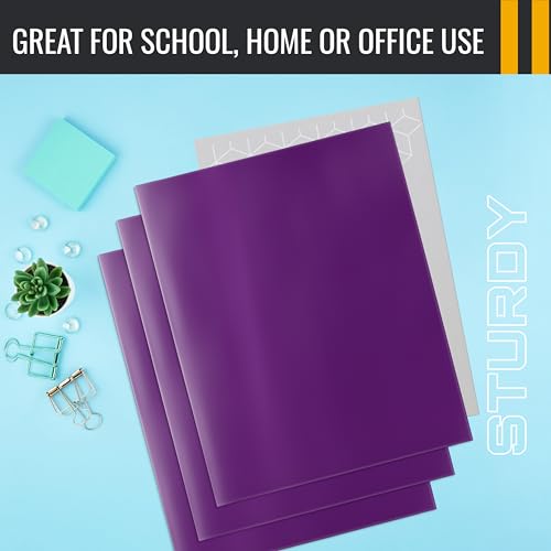 Better Office Products 2 Pocket Glossy Laminated Purple Paper Folders, Letter Size, Purple Paper Portfolios, Box of 25 - color: Purple