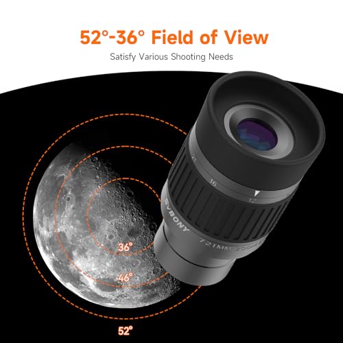 SVBONY SV135 1.25” Telescope Eyepiece, 7-21mm Zoom Eyepiece, 36-52° FOV - size: 36-52°