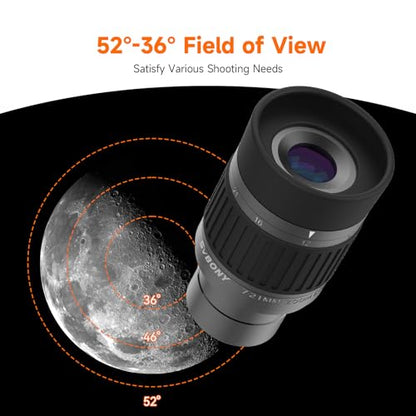 SVBONY SV135 1.25” Telescope Eyepiece, 7-21mm Zoom Eyepiece, 36-52° FOV - size: 36-52°