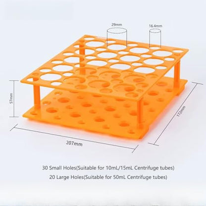 2 Pack Test Tube Rack,50 Well Centrifuge Tube Holder,Detachable Lab Test Tube Holder Rack for 10ml/15ml/50ml(Blue,Orange)