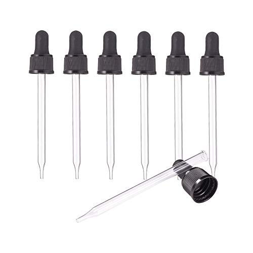 PH PandaHall 18-410 Glass Eye Droppers for Essential Oil, Set of 12 Pressure Rotating Cover Oil Droppers Pipettes Roller Tops for 100ml Dropper Bottles, Perfume, 12.5x2.16cm, Inner diameter 1.93cm - color: Fit for 100ml bottle
