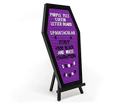 Nomnu Coffin Letter Board, Purple Goth Decor w/Bat Stickers, Spooky Emojis - color: Purple