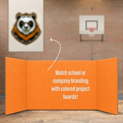 Flipside Products 18" x 48" Orange Project Boards, Pack of 24, Trifold, Presentation Board, DIY Projects, Small Display, Science Fair, Classroom, Clubs, 4H, Graduation - color: Orange