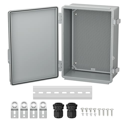 Joinfworld Waterproof Box for Electronics Outside 11.4x7.5x5.5 Outdoor Weatherproof Electrical Box Plastic Weather Proof Nema 4 Enclosure - size: 11.4"x7.5"x5.5"