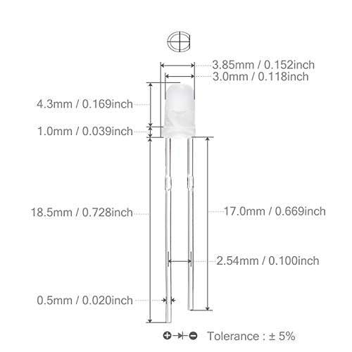 CHANZON 100 pcs 3mm Green Diffused LED Diode Lights (DC 3V 20mA) - color: D) White-green (100pcs)