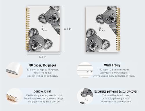 Koala Notebook, Cute Animal Notebook Journal, Koala Gifts - color: Koala, style: White