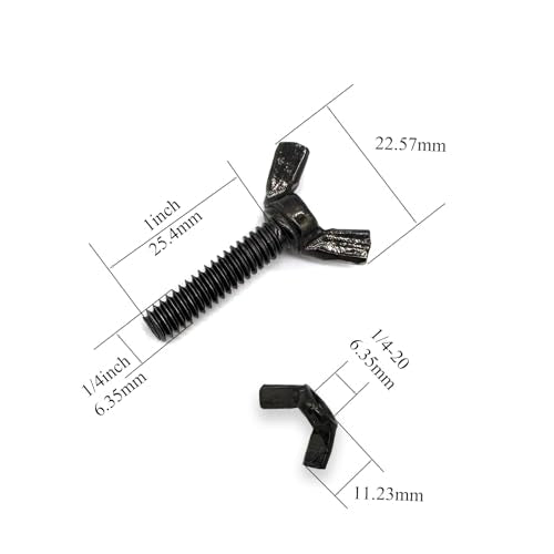 30 Pcs Black Zinc Coated 1/4"-20 x1 Wing Screw Bolts and Wing Nuts Kit Hand Twist Tighten Wing Head Butterfly Screws and Nut Fasteners Assorted Kit - size: Black 15pcs 1/4"-20x1" WingScrew&15pcs WingNut