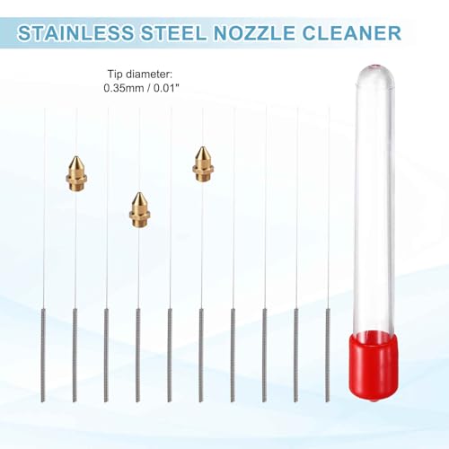 MECCANIXITY 10Pcs 3D Printer Nozzle Cleaning Kit Precision 0.35mm Stainless Steel Cleaner Needles for 3D Printer Clog Removal, Maintenance - size: 0.35mm