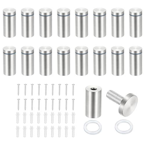 PATIKIL 1x2" Standoff Screws, 16 Pack Stainless Steel Stand Off Wall Mounts Wall Sign Mounting Hardware Advertising Standoff Nail for Hanging Acrylic Signs Picture Frame, Silver - size: 1x2"