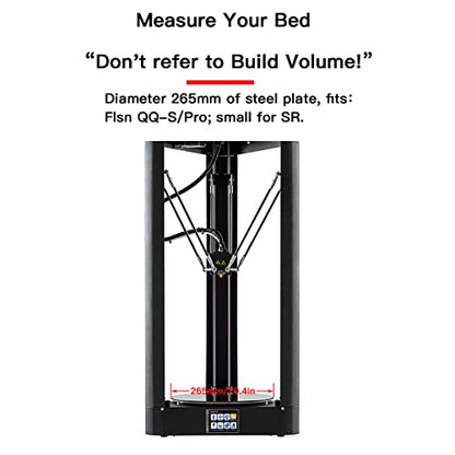 FYSETC Flsn QQ-S Build System 265mm/ 10.4 inch Diameter 3 in 1 Round PEI Sheet Flexible Steel Platform+Sticker Base with Adhesive Heated Bed Cover for Flsn QQ,QQ-S,QQ-S-Pro 3D Printer