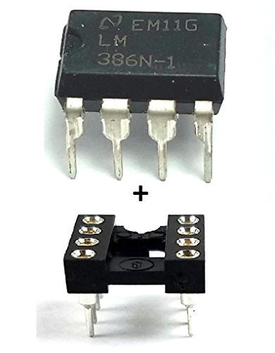 LM386N-1 IC Audio Power Amplifier & 8-Pin DIP Socket with Machined Contact Pins Breadboard-Friendly (Pack of 1)