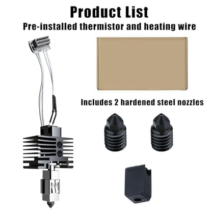 Bamboo Lab P1P, P1S Hotend Kit for P1 Series 3D Printer, Full Assembly Hardened Steel Hotend with Thermistor, Ceramic Heater, 0.4mm Nozzle, Includes Two Hardened Steel Replacement nozzles.