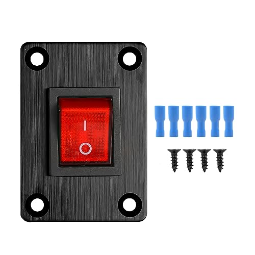 1Pcs Red LED KCD4 Boat Rocker Switch 2-Position 4-Pin DPST Panel Switch 16A 250VAC 20A 125VAC, with 6pcs FDFD2-250 Blue Terminals, CE - color: 1Pcs Red/with 6pcs FDFD2-250 Blue Terminals