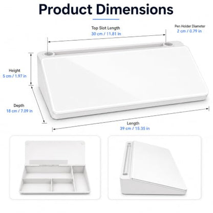 Glass Desktop Whiteboard,Dry Erase Board Buddy Keyboard Stand - color: White