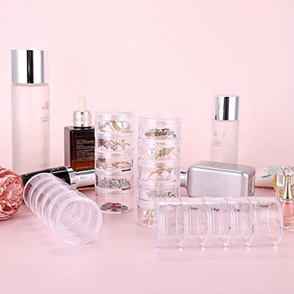 Hipiwe 4 Set 5-Layer Jewelry Bead Containers Small Clear Plastic Sample Jar - size: 4Packs 1.9"D x 4.8"H