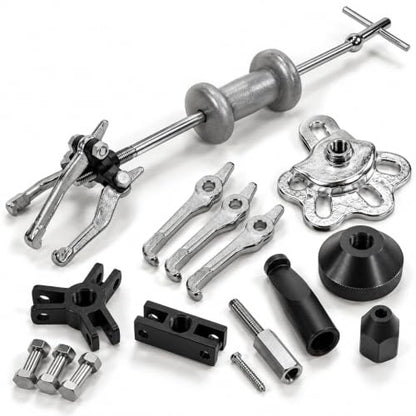 XtremepowerUS Rear Wheel Bearing Puller Kit, 5 lb Slide Hammer Axle Puller Set with CR-V Steel Jaw Attachments, Wheel Hub Remover, Internal & External Puller Adapters - size: 5 Lbs