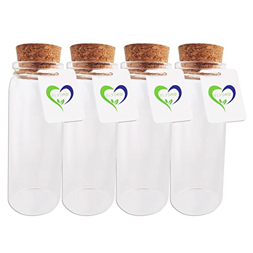 4pcs of 150 ml Empty Clear Glass Bottles Vials With Cork Stopper Storage Jars 47x120mm Bottle 5.3oz