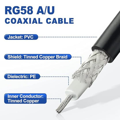 Eightwood N Male to RP-TNC Male Antenna Adapter RG58 Cable 3 Feet - size: 3 feet