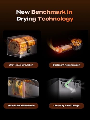 Creality Filament Dryer Box 4 Spools, Space Pi X4 Filament Storage Box, 200W PTC Heats Up to 85°C, Dual Heating Chambers, Fast Drying & Moisture-Free Storage, for PLA, PETG, TPU, ABS - size: Space Pi X4