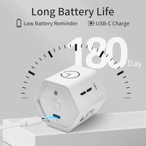 LUCKY TIME Flip Productivity Timer, 1, 5, 10, 30, 60 Min, Desk Cube Timer - color: White Hexagon