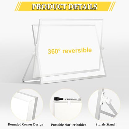 Double-Sided Magnetic White Board with Stand, 16" x 12" - color: White, size: 16"W x 12"H