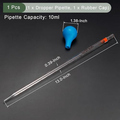 YOKIVE Graduated Dropper Pipettes Kit Glass Pipette with Rubber Clear 10-ml