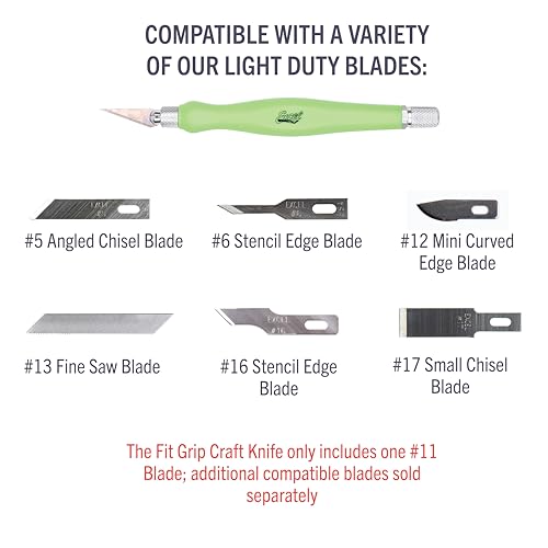 Excel Blades #11 Blade Fit Grip Craft Knife, Rubber Grip, Green - color: Green
