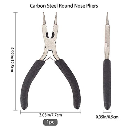 SUNNYCLUE 4.9 Inch Round Nose Pliers Wire Cutter 4-in-1 Mini Precision Pliers Wire Bending Side Cutter Tools for DIY Jewelry Making, Black - color: Black 4.9 Inch With Cutter