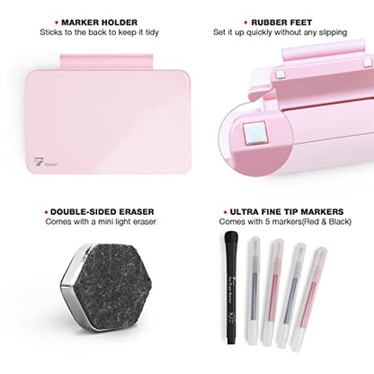 Pink Mini Desktop Pure Glass Whiteboard, Small Glass Dry-Erase Whiteboard - color: Pink