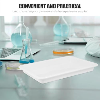 White Lab Tray Plastic 2.5cm Use Tray for Experiments - size: 24.60X18.50X2.70CM