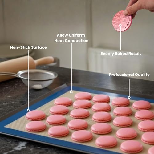 Extra-Thick Silicone Baking Mat – Two-Sided Pastry Sheet for Cookies, Macarons & Elciar, Food Grade, BPA Free, Reusable, Non-Stick, 11.8 x 15.7 Inch