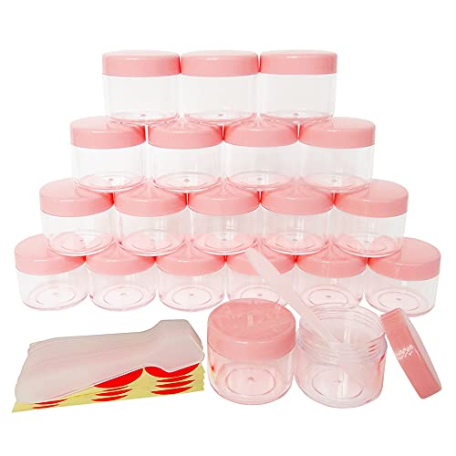 20pcs 20ml Mini Travel Makeup Jars with Pink Lids for Cosmetics - color: 20pack 20ml Pink