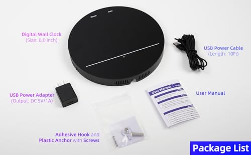 Digital Wall Clock with Large LED Display, Date, Temperature, Auto-Brightness | Small [PLUG-IN] Clock | Modern Electric Wall Clock for Bedroom, Classroom, Living Room, Home, Office, Farmhouse – White - color: White