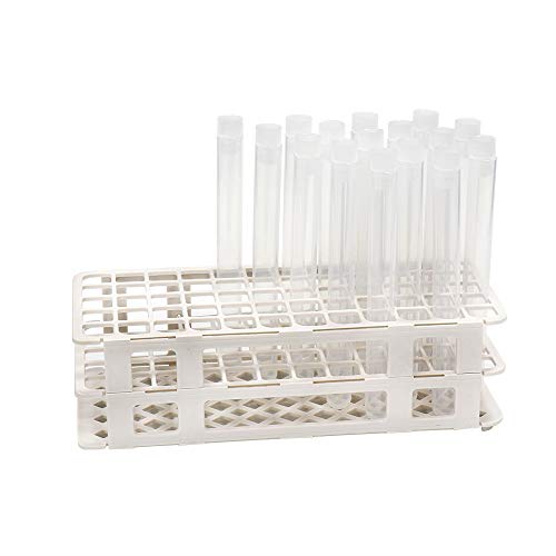 ULAB Scientific White Tube Rack and Plastic Test Tubes Set, Include 1pc of White Tube Rack, 60pcs of Plastic Macaroon Party Tubes Shot Glasses, Nature Color, UTR1015 - style: Rack & 60pcs Nature Color Tubes