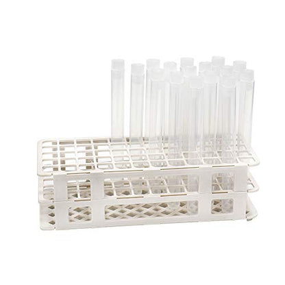ULAB Scientific White Tube Rack and Plastic Test Tubes Set, Include 1pc of White Tube Rack, 60pcs of Plastic Macaroon Party Tubes Shot Glasses, Nature Color, UTR1015 - style: Rack & 60pcs Nature Color Tubes