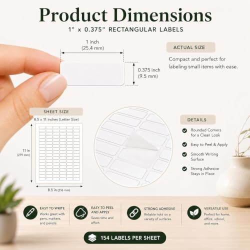 Royal Green Printable Rectangle Labels, 1 x 0.375 Inch - 1138 Pack - color: White, size: 1138